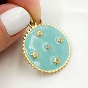 Diamond Sterling Silver Round Star Enamel Pendant